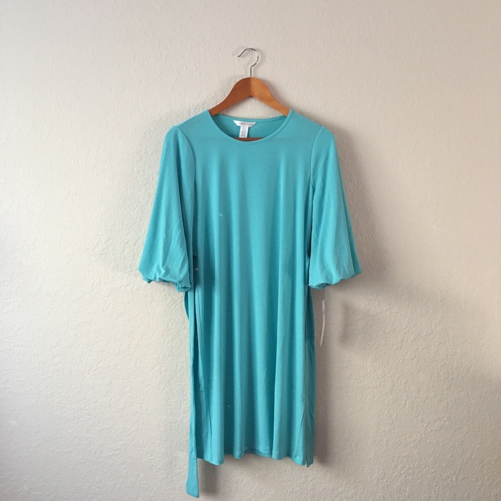 London times dress size 10 bell sleeves turquoise